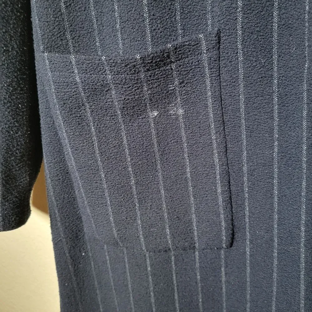 Harlyn Anthropologie | Morganne Blue Longline Snap Stripe Jacket Business Chic S
